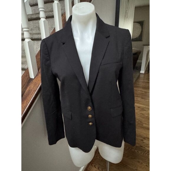 Buckley Tailors Wool Blazer Black w/ Gold Buttons Women’s Size 4 - Picture 1 of 3